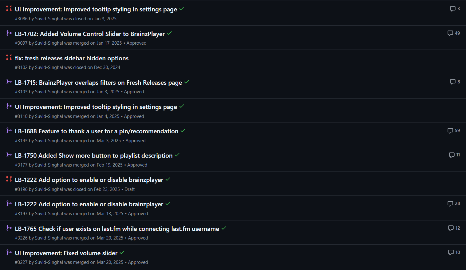 Listenbrainz PRs